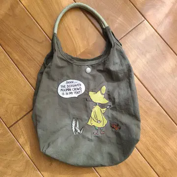MOOMIN 자수 토트백 올리브 그린
