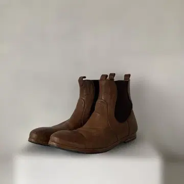 브라운 가죽 사이드 고어 부츠