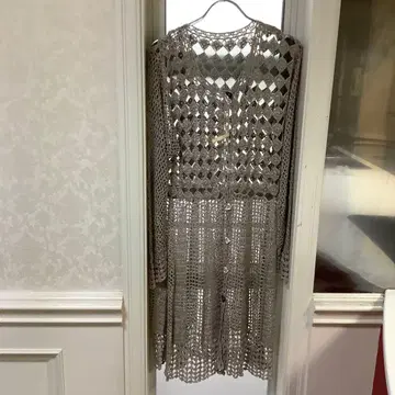 뜨개질 긴팔 원피스 가디건 비침 있음