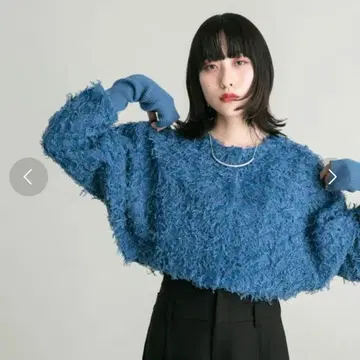 KBF 2way 프린지 가디건 블루