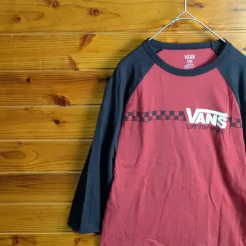 VANS 반스 7부 소매 티셔츠 래글런 소매 빨간색 블랙 L Y2K