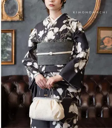 KIMONOMACHI 워셔블 기모노 단품 백목련 등묵색 M 사이즈