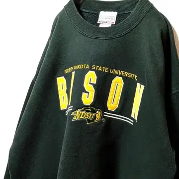 CI 어패럴 노스 다코타 스테이트 바이슨 자수 맨투맨 그린 L 구제 의류