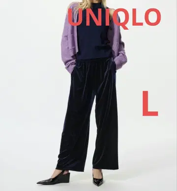 소프트 벨로아 이지 팬츠 네이비 L 인심 70cm