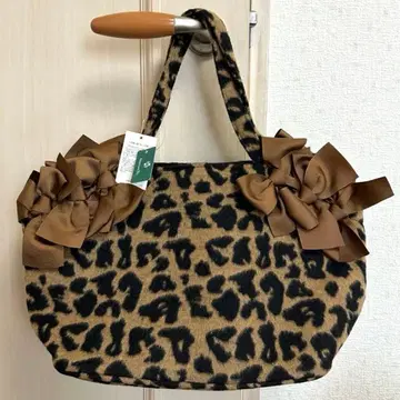 [ 새상품 ] 애프터눈 티 레오파드 무늬 토트 리본 레오파드