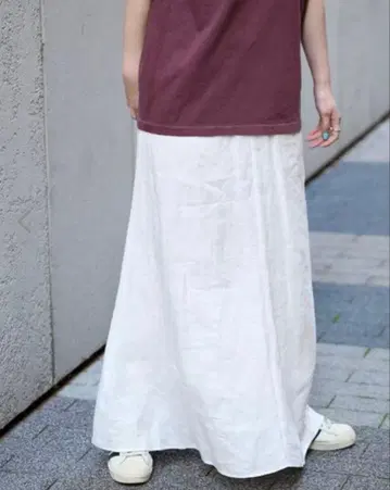 프렌치 린넨 화이트 롱 스커트 미사용 새상품 손세탁 가능