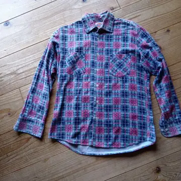 80년대 Dickies 긴팔 프린트 체크 셔츠 박스 셔츠