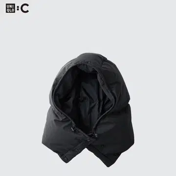 UNIQLO C 나일론 후디드 넥워머 블랙