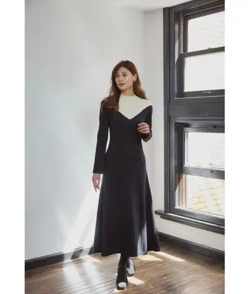 Two-Tone Cable Knit Dress Her lip to