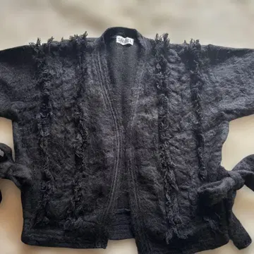 SNIDEL 블랙 프린지 가디건