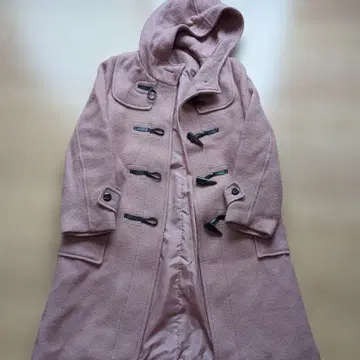 GU 후드 부착 핑크 롱 더플 코트 S 사이즈