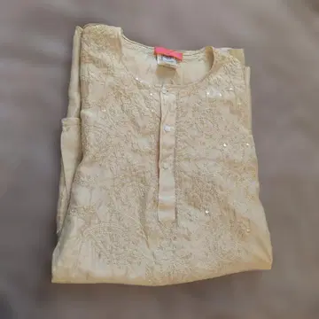 새상품급 SHIPS 인도 실크 자수 셔츠 glam 베이지 골드