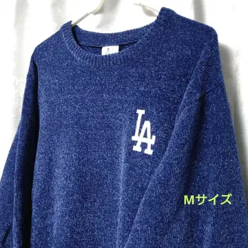MLB 다저스 광택 몰 니트 스웨터 자수 M 사이즈
