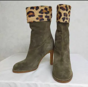 MOSCHINO CHEAP AND CHIC 스웨이드 레오파드 부츠 38
