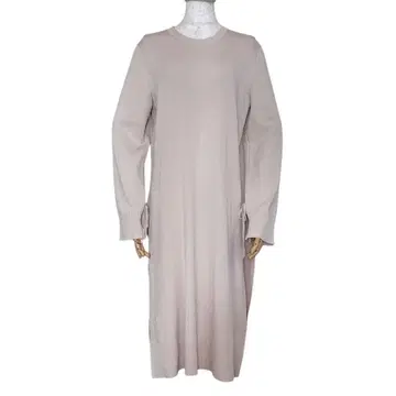 미라 오웬 베이지 니트 롱 원피스 긴팔 슬릿