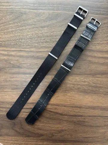 NATO 벨트 악어 가죽 나일론 2개 세트 블랙 21cm