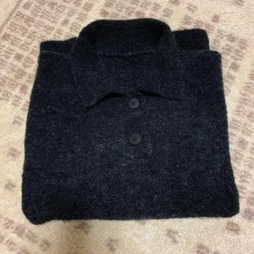 무인양품 울 혼방 부클레 폴로 스웨터 다크 그레이 L 사이즈