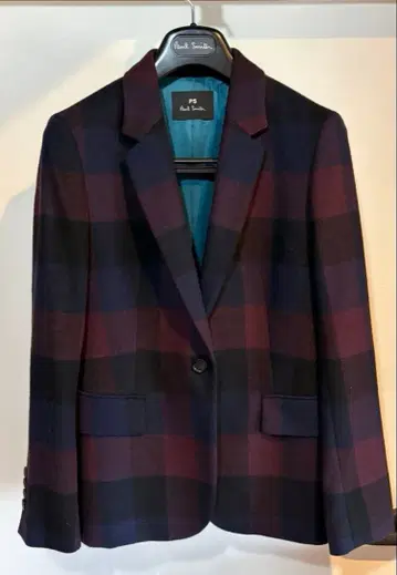 Paul Smith 수트 체크 무늬 (네이비 보르도)