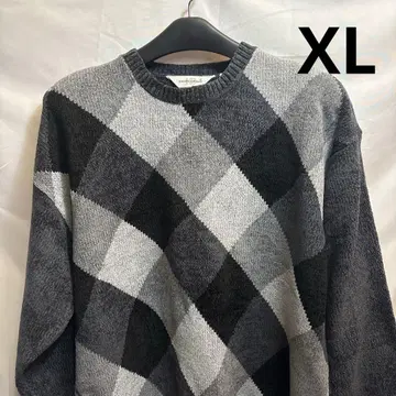 그레이 계열 다이아몬드 패턴 스웨터 XL