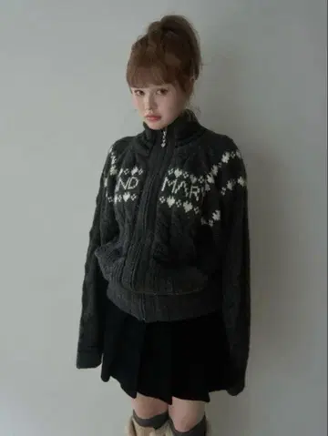 ANDMARY Mary knit cowichan 그레이