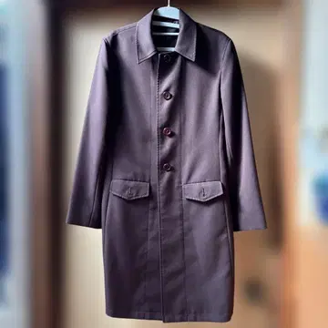 브라운 롱 코트 버튼 포함