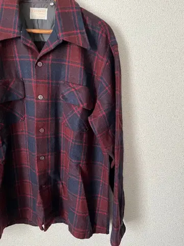 70s 빈티지 울 셔츠 오픈 카라 셔츠