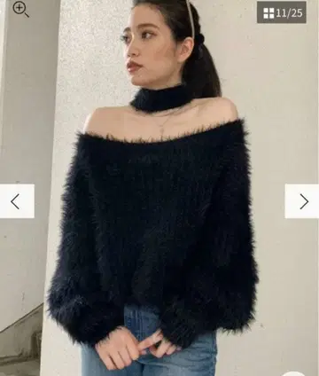 gyda 2way 샤기 니트 블랙