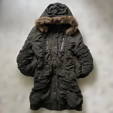 y2k 00s 헤이세이 갸루 셔링 그런지 자켓 카키