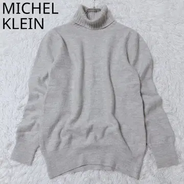 미쉘클랑 니트 터틀넥 헤링본 캐주얼 그레이 46