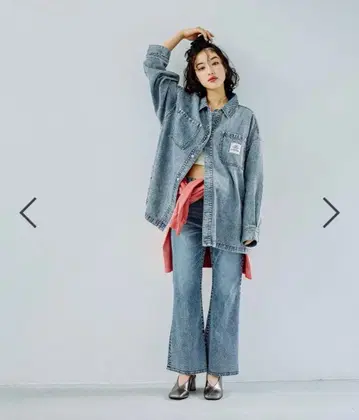 Lepsim BIG 데님 셔츠 야광봉 블루 80