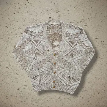 90s U.S. 기하학 패턴 짧은 기장 니트 가디건