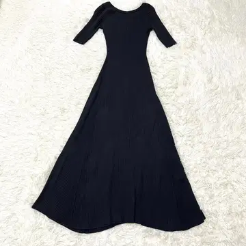 유나이티드 애로우즈 U넥 리브 니트 롱 원피스