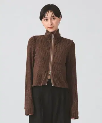 샤기 지퍼 가디건 Ray BEAMS 컨디션 최상 브라운