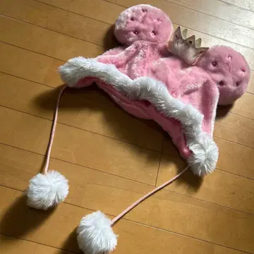 미니 핑크 귀 달린 퍼 캡