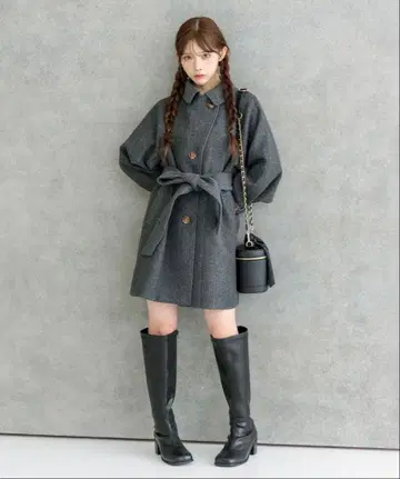 그레이 벨트 포함 체스터 코트