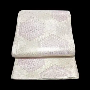 후쿠로 오비 육각형 무늬 크림색 사가니시키 기모노 오비 일본 의류 예복