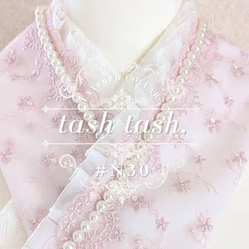 #N30 겹카라 이다테카라 벚꽃색 스캘럽 작은 꽃 플라워 튤 펄