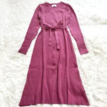 CLANE 클라네 빈티지 리브 니트 원피스 핑크 사이즈 1