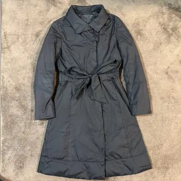 ROPE 블랙 허리 리본 다운 자켓