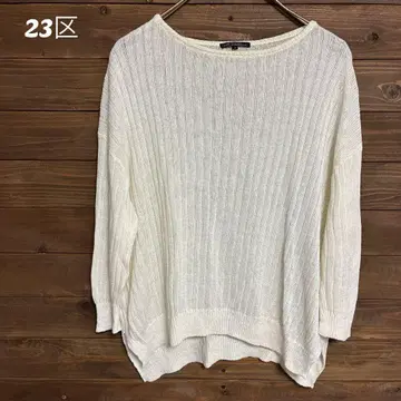 [23구] 온워드 카시야마 화이트 리브 니트 긴팔 린넨 100% 2XL