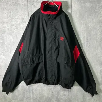 80s USA제 나일론 블루종 자수 OPTI 지퍼 XL 블랙 빨간색