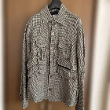 체크 무늬 린넨 자켓