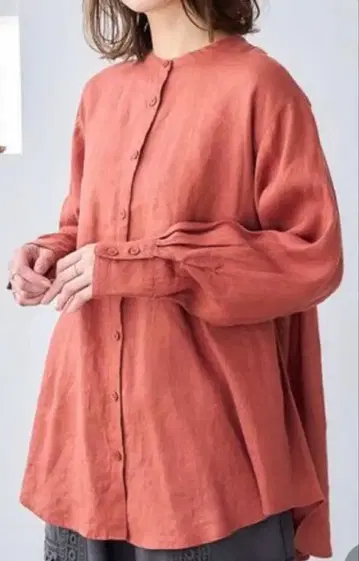 studio CLIP 린넨 100 밴드 카라 셔츠