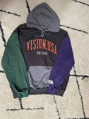 VISION STREET WEAR 후드티 멀티 컬러 절개 디자인