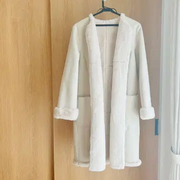 리버서블 롱 코트 여성용 스웨이드 느낌 인조 모피 그레이 쥬