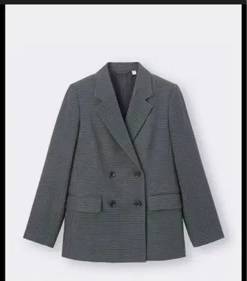 그레이 계열 체크 더블 브레스트 테일러드 자켓 M