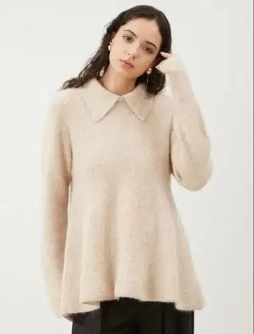 카라 부착 페플럼 니트 [ 손세탁 가능 ] 사이즈 0