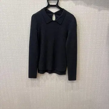 FOXEY 다크 그레이 카라 부착 니트 스웨터 9호