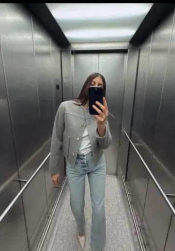 택 포함 새상품 ZARA 자라 노카라 자켓 XS 그레이