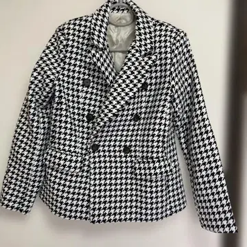 하운드 투스 패턴 테일러드 자켓